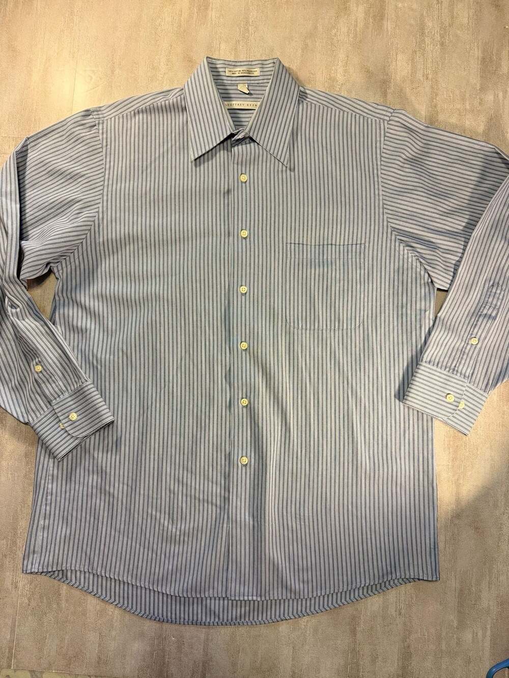 Geoffrey Beene Wrinkle Free Striped Dress Shirt Size Large 16 34/35